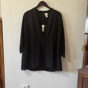 Chico's Black Relaxed V-Neck Blouse